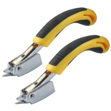 Imagem de Zorveiio Removedor de grampos de 2 peças, extrator de grampos de estofamento resistente, ferramenta de alça ergonômica, extrator de grampos de construção para piso de móveis, caixa de madeira