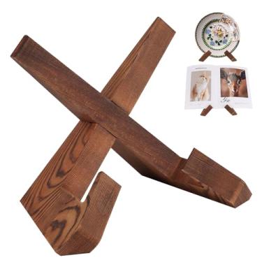 Imagem de Suporte de exibição de livro de receitas de madeira – ajustável, dobrável, design de madeira rústica, perfeito para bancadas de cozinha, tablets, livros de receitas e fotos, ótimo presente para chefs