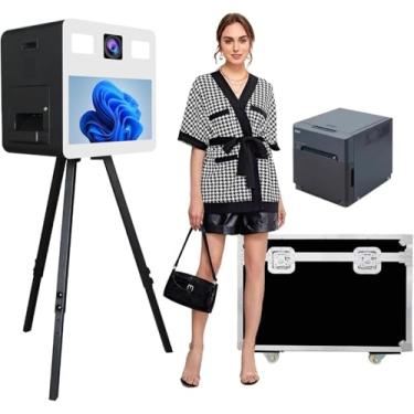 Imagem de VANYA Máquina de cabine fotográfica DSLR com tela sensível ao toque de 54,6 cm com mini PC embutido, luz RGB para festas de negócios de aluguel de casamento (preto, cabine fotográfica com QW410)