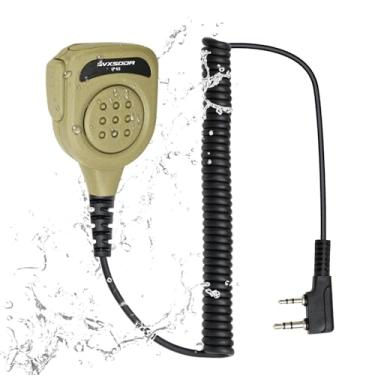 Imagem de SVXSODA Microfone de alto-falante de ombro para rádios amador compatível com Baofeng UV-5R, BF-F8HP, UV-5G Plus, AR-152, UV-K5 e mais. Botão PTT, áudio claro (bronze deserto)
