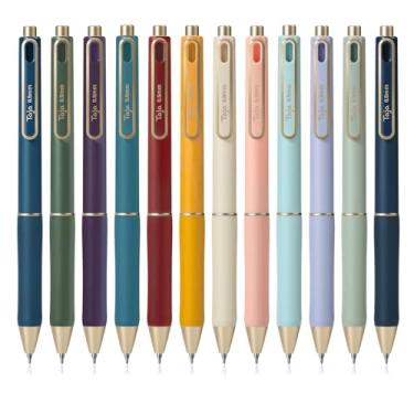 Imagem de Taja Canetas de gel, 12 canetas de tinta gel preta de secagem rápida, canetas de escrita suave de 0,5 mm para diário e anotações, lindas canetas estéticas para mulheres e homens, multicoloridas