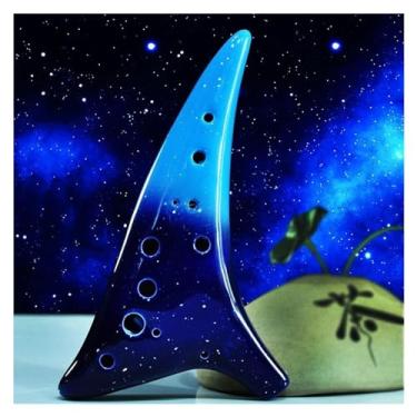 Imagem de ocarinas Ocarinas 12 Furos Profissional Ac Doze Furos Porcelana Azul e Branca para Iniciantes Desempenho Auto-Estudo Instrumento Ocarina Piccolo (Azul)