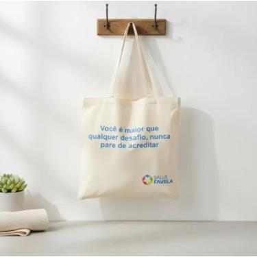 Imagem de Sacola Ecobag 40x40 Frase Motivacional 100% Algodão Cru Praia Mercado 