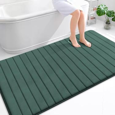 Imagem de OLANLY Tapete de banho listrado de espuma viscoelástica 177 x 116, tapetes de banheiro absorventes super macios, secagem rápida, tapetes de chuveiro laváveis na máquina, tapete de banho, acessórios de