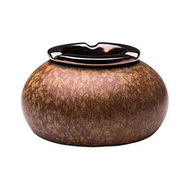 Imagem de Cinzeiro na moda cinzeiro criativo escritório mesa de chá cerâmica com capa decoração retro simples cinzeiro ornamentos cinzeiros (cor: B) (D)