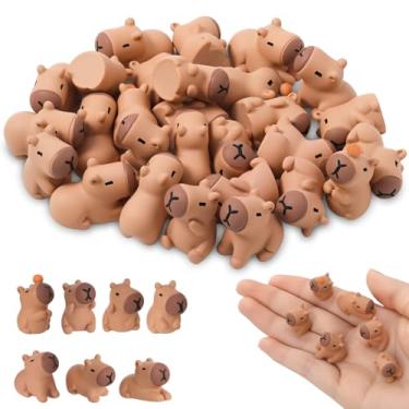 Imagem de GGSTDDUP 35 peças mini capivaras de resina, 7 estilos, mini capivara, estatueta de capivara, corte de animais de resina, estatuetas em miniatura de animais pequenos para jardim, casa de bonecas, mesa