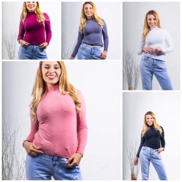 Imagem de Kit 5 Blusa básica feminina cacharrel/gola alta - GK TODA BELA, Vinho 