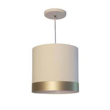 Imagem de Lustre Pendente Cúpula Crú com Detalhe Bronze 25x25 - Tom Luz, Bivolt