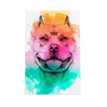 Imagem de Quadro Pitbull Cachorro Tinta Aquarela Canvas 20X30Cm