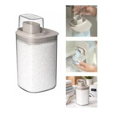 Imagem de Dispenser Organizador Sabão Amaciante Lavandeira 1L Bege Ou