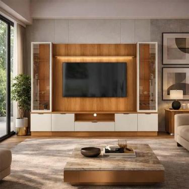 Imagem de Estante Home + 2 Cristaleiras Sala 270cm Para TV 75 Pol Atenas Lukalia