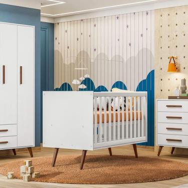 Imagem de Berço Mini Cama Q Encanto Retrô Dois em Um Em MDF Qmovi cor: branco, b