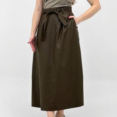 Imagem de Saia Pacific Blue Midi em P.u Feminina, P, Cafe