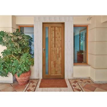 Imagem de Kit Porta de Madeira com Visor 210x92cm Batente 14cm Fechadura Golf Ro