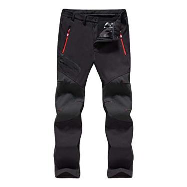 Imagem de Calça masculina de esqui com bolso com zíper, à prova de vento impermeável grossa calças de golfe de poliéster para esqui e neve para inverno caminhada ao ar livre roupa de esqui durável softshell ski