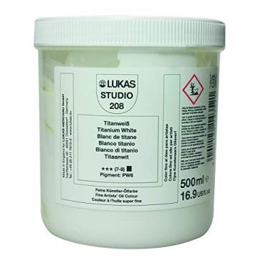 Imagem de Lukas Tintas a óleo Studio Artist – Tinta a óleo de alto pigmento feita com pasta natural para artistas, pintura, teoria da cor, presentes e muito mais! – [Branco titânio - 500 mL]
