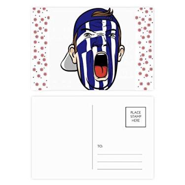 Imagem de Bandeira da Grécia Maquiagem Facial Cabeça Gritando Boné Natal Flor Celebração Cartão Postal Bênção Cartão Postal