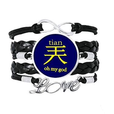 Imagem de OFFbb-USA Interessante tradicional chinesa termos pulseira amor acessório de couro torcido corda pulseira presente