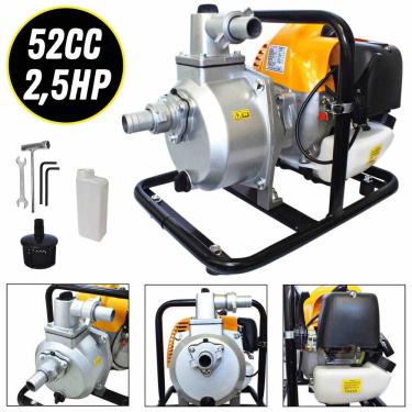 Imagem de Motobomba Vulcan Autoescorvante VB10B Á Gasolina 2 Tempos 52cc 2,5HP Partida Manual Para Abastecimento de Cisternas