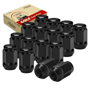 Imagem de Roykaw Substituição de porcas de roda de carrinho de golfe para EZGO, veículos de carro de clube, tamanho 1/5.1 cm - 20 e porca cônica de 60 graus, tampas de centro de roda de carrinho de golfe, 16