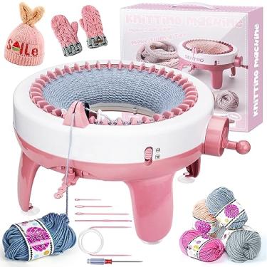 Imagem de Máquina de tricô com 40 agulhas, máquina de tricô inteligente, tábua de tricô, máquina de tear de malha dupla rotativa para presente de adultos/crianças, cachecol de tricô DIY (com lã)