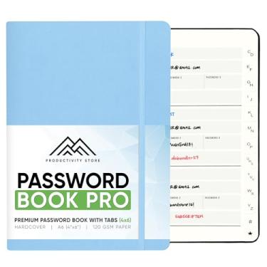 Imagem de Melhor livro de senhas com abas alfabéticas | Livro de senhas, organizador e caderno pequeno | Porta-senhas para manter os logins e senhas do site seguros | Preto | Pequeno 4x5,5 | Productivity Store