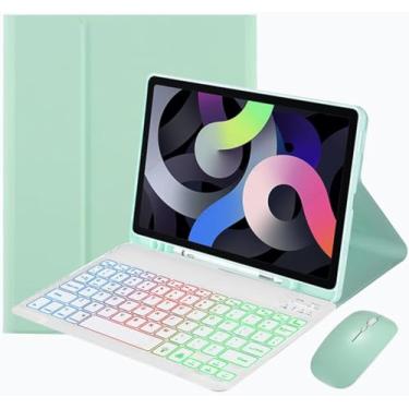 Imagem de Capa teclado for Samsnug Galexy Tab S6 Lite 10.4 polegadas Bluetooth Teclado retroiluminado colorido com Suporte para Caneta S, mouse Bluetooth, Verde
