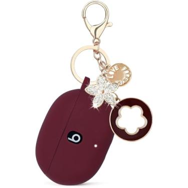 Imagem de KOUJAON Capa compatível com Beats Studio Buds (2021)/Beats Studio Buds + (2023) Capa protetora de silicone para fones de ouvido sem fio Beats com chaveiro (Borgonha)