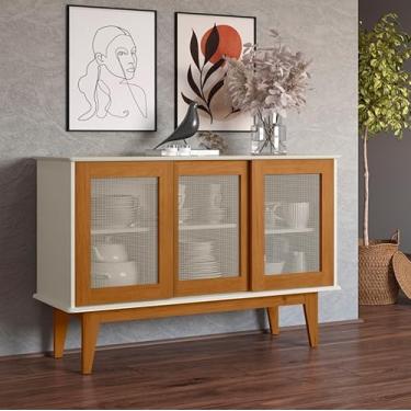 Imagem de Buffet Detroit 3 Portas De Correr Detalhe Com Tela (OFF WHITE)