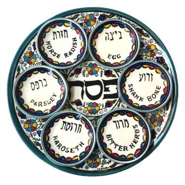 Imagem de Prato de cerâmica pessach de pessach Jerusalém, presente para prato de mesa de Páscoa e pequenos pratos de servir