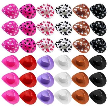 Imagem de 36PCS Plastic Mini Western Cowboy Cowgirl Hat Cute Miniature Hat for Party Accessories Toy Doll Dress Up Play House Games