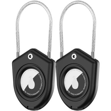 Imagem de TUXON Suporte para AirTag, pacote com 2 capas para AirTag com cabo de fio, chaveiro anti-arranhões para Apple Air Tags, acessórios para rastreador de itens GPS