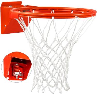 Imagem de Aro de basquete, aro de basquete resistente de substituição de mola única, aro de basquete universal de 45,7 cm e rede para gol de basquete interno e externo