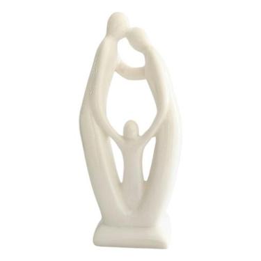 Imagem de Escultura Família Estátua Pai Mãe Filho Decoração Luxo 16 Cm - NoBrand