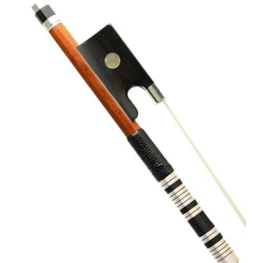 Imagem de Arco de violino de tamanho 4/4 jacarandá brasileiro tom quente e doce acessórios para violino de crina branca reta Arco violino prático