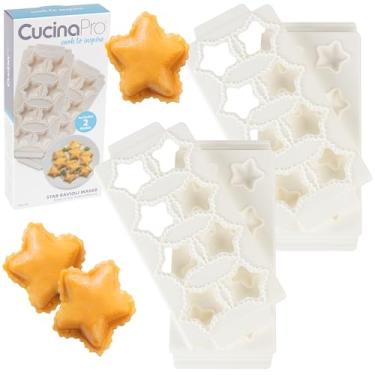 Imagem de Formas Star Ravioli (pacote com 2) – Mini estrelas de 5 cm – Máquina de macarrão com enchimento caseiro – Bandeja e prensa de 2 peças fazem 8 raaviolis em forma de cada vez, fácil de usar e limpar –