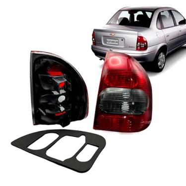 Imagem de Par Lanterna Traseira Compatível com Corsa Sedan Classic 2000 01 A10 Fume