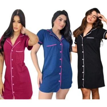 Imagem de Kit 3 Camisolas Hospitalar Aberta Na Frente Pós Cirúrgico Com Botão Ma