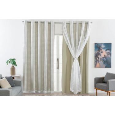 Imagem de Cortina blackout pvc coom voal xadrez 2,80 x altura - ideal para pé di