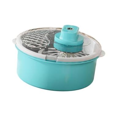 Imagem de IEUDNS Secador de salada elétrica, secador de vegetais de alface, peneira, salada tigela de salada seca secadora cesta de cozinha arruela de frutas de salada, Azul