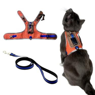 Imagem de TRAVEL CAT Peitoral para gatos Pathfinder com bolso para rastreador GPS, alimentado por Tractive Cat Arnês à prova de fuga - Peitoral à prova de fuga para gatos pequenos e grandes (laranja, grande)