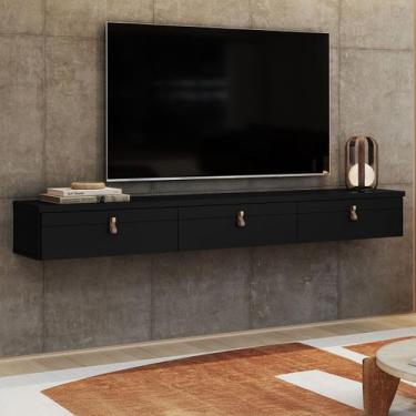 Imagem de Rack para TV Até 65 Polegadas Suspenso Line 3 Portas Preto - Olivar Mó