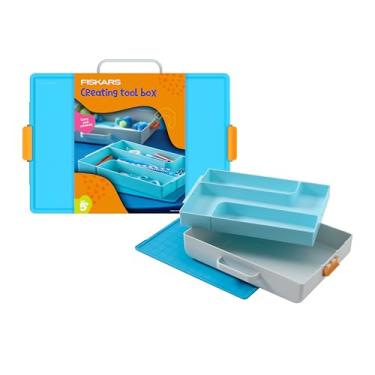 Imagem de Fiskars Caixa de ferramentas de criação infantil – Organizador de armazenamento de arte portátil com tampa reversível, alça de transporte e design seguro de encaixe