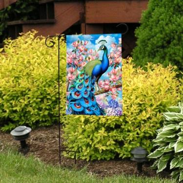 Imagem de Briarwood Lane Bandeira de jardim de pavão chique