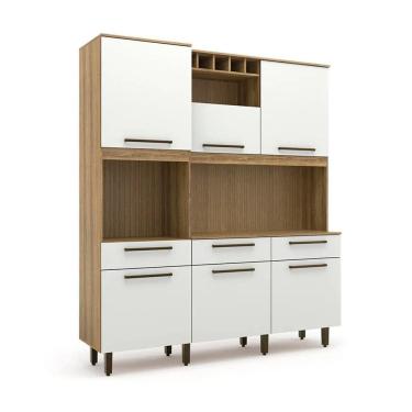 Imagem de Cozinha Compacta Veneza 6 Portas 3 Gavetas Cinamomo e Off White