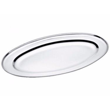 Imagem de Kit 6 Bandeja/travessa Oval Inox Rasa 28,5cm Grande - Ke Home