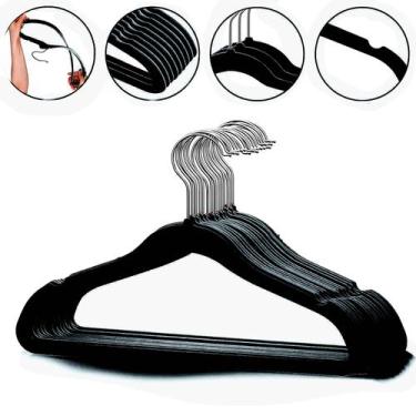 Imagem de Kit 10 Cabides Aveludado Infantil Bebê Slim Antideslizante  Design Pre
