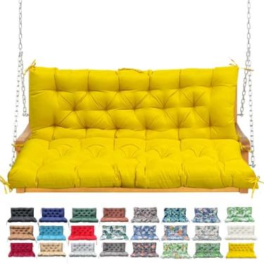 Imagem de Almofada de balanço para varanda com encosto, almofada de banco à prova d'água para móveis de exterior, almofada de balanço espessa de substituição de 2 a 3 lugares com gravatas, pátio, exterior