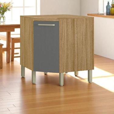 Imagem de Balcão P/ Canto Obliquo C/ Tampo Freijó Gris - Kits Paraná