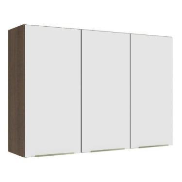 Imagem de Armário Aéreo 120 Cm 3 Portas Rustic/branco Veludo Lux Madesa Rustic/b